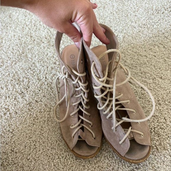 TOP Moda Beige Lace-Up Sandals - Picture 1 of 3